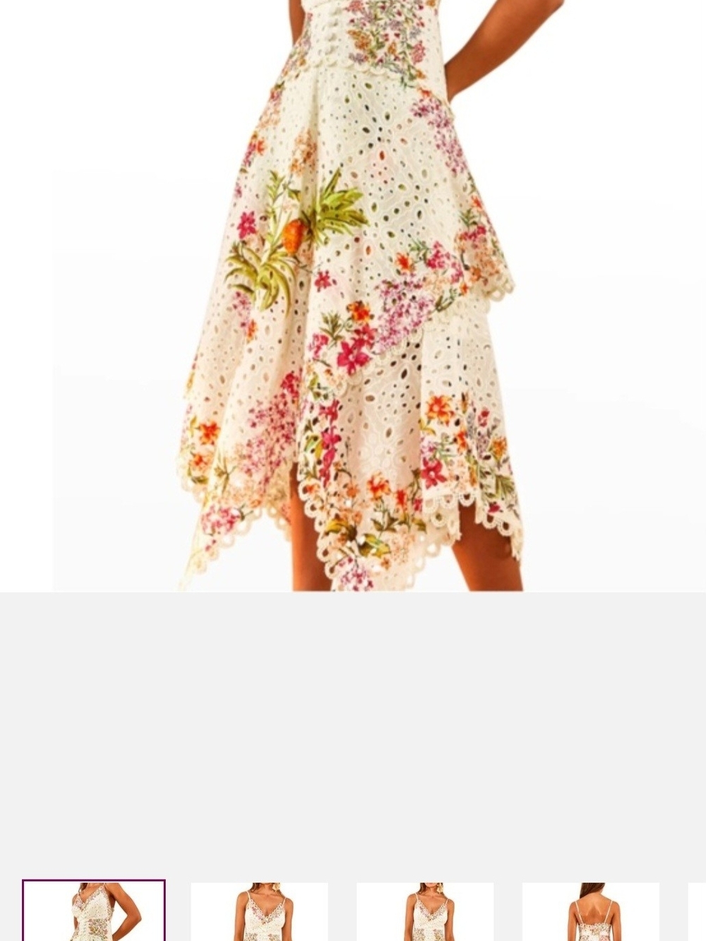 FARM Rio Ivory Eyelet Midi Dress with Floral Print - Picture 2 of 7
